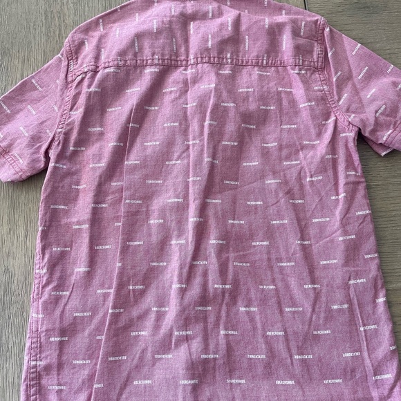 Abercrombie & Fitch Men's Pink Patterned Button Down Shirt - Picture 3 of 4
